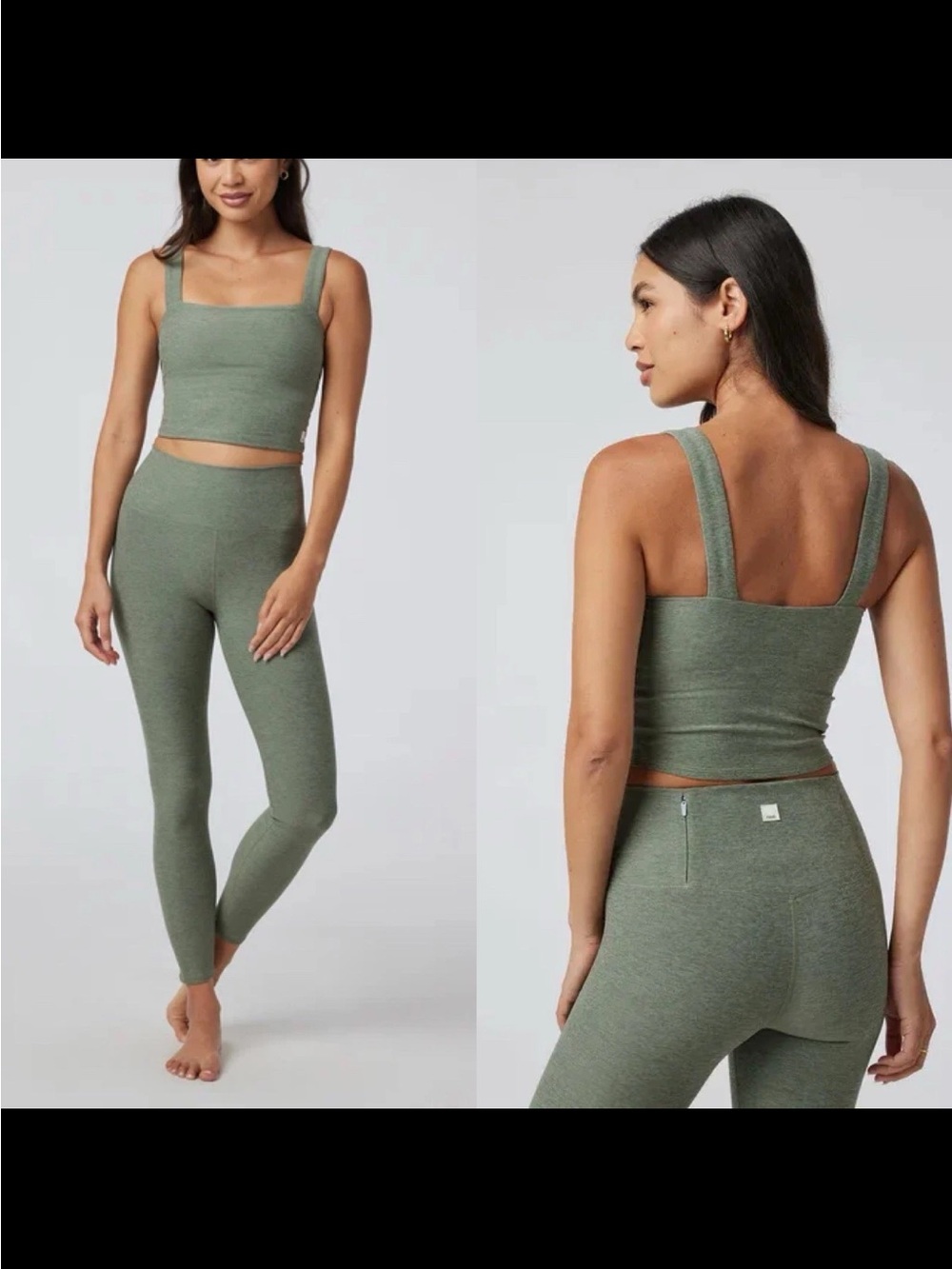 Vuori Active Wear Set Elevation Square Nexk And Leggings Green Size XS